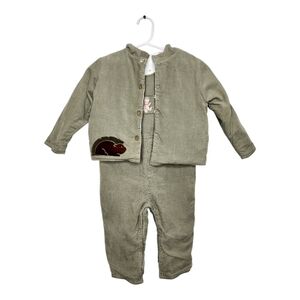3 Piece Set Harry & Me Corduroy Overalls,  Long Sleeve Shirt Hood Jacket Sz 24M